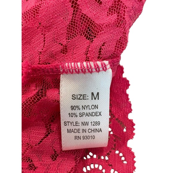 Lace Babydoll Nightie Pink Lace Up Back Sz M Lingerie Mini Dress Coquette Fairy - Picture 6 of 7